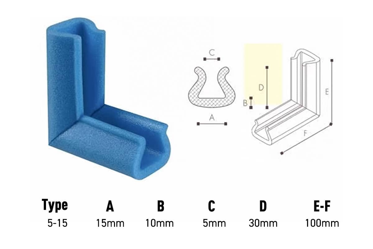 U Schuimprofiel hoekstuk - 5/15mm x 10cm (900 st)