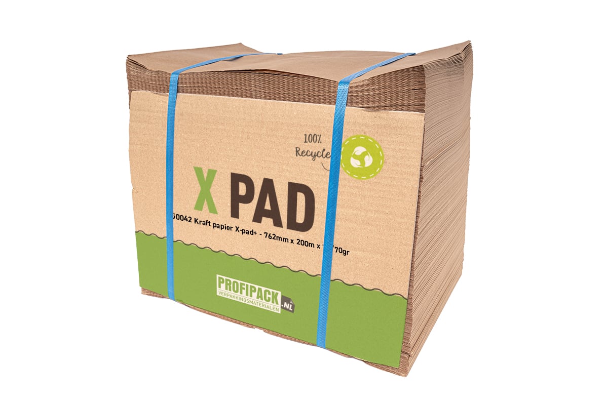 Kraft papier X-pad+ dubbelvouw - 762mm x 200m x 70/70gr