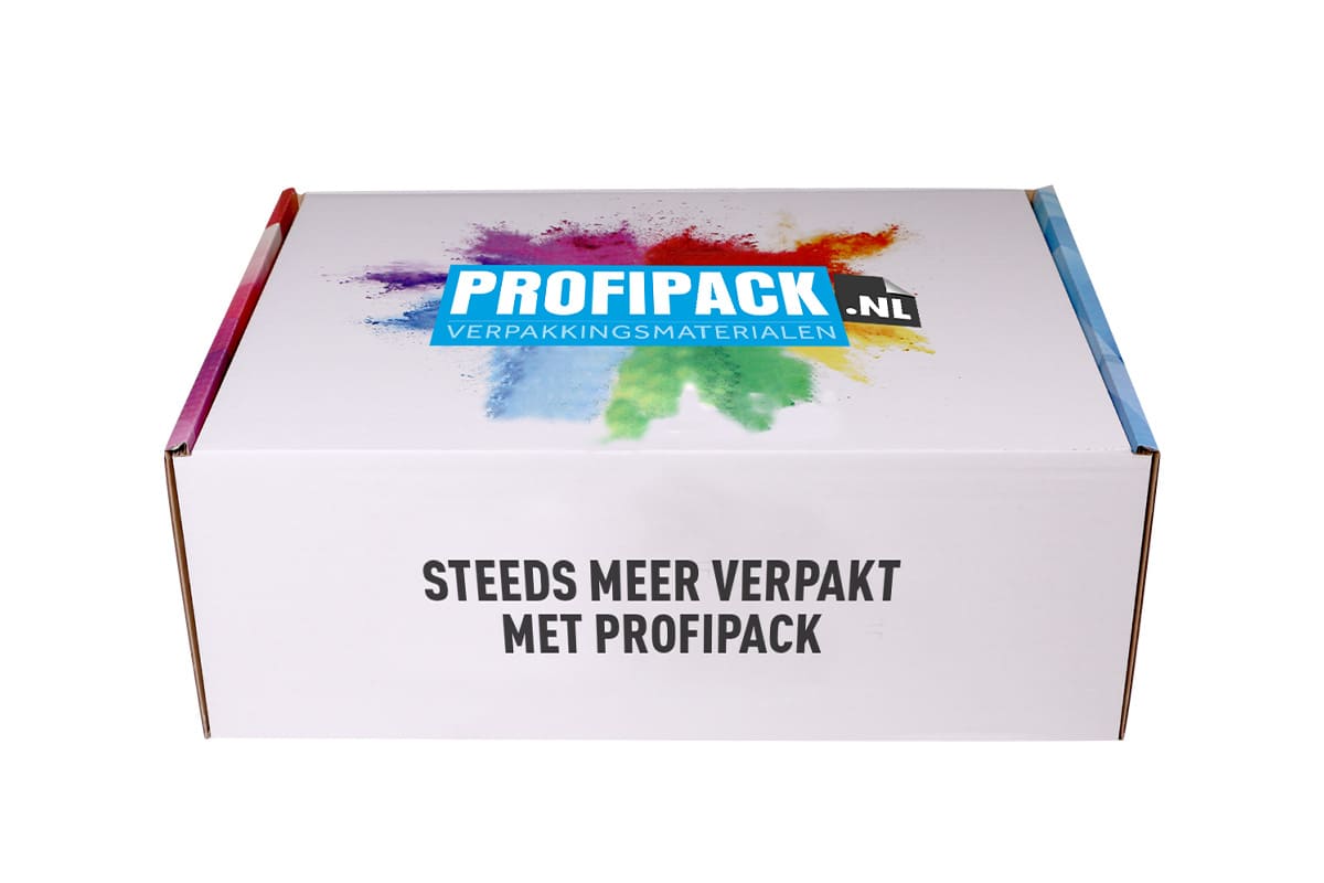 Postdoos wit/bruin met digitale print - 350 x 250 x 70mm | Profipack