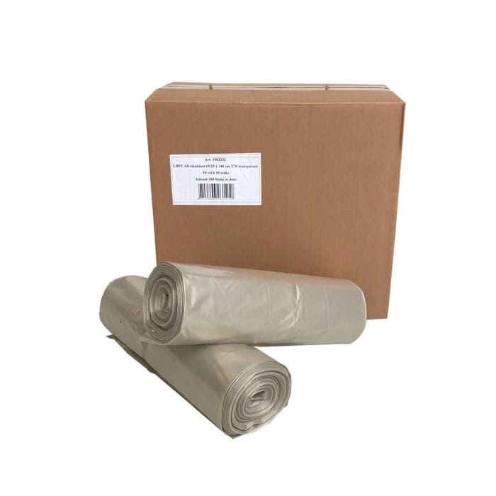 LDPE afvalzakken transparant 240 liter - 65 x 25/25 x 140cm x 55my (100 st)