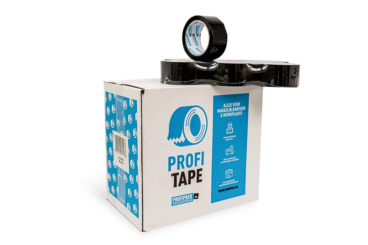 PP acryl tape zwart - 48mm x 66m